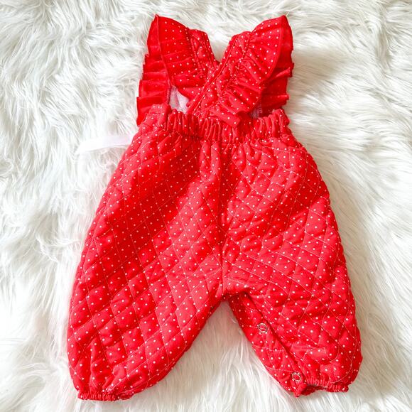 Vintage Quilted Baby Romper Jumper Red - Picture 3 of 6